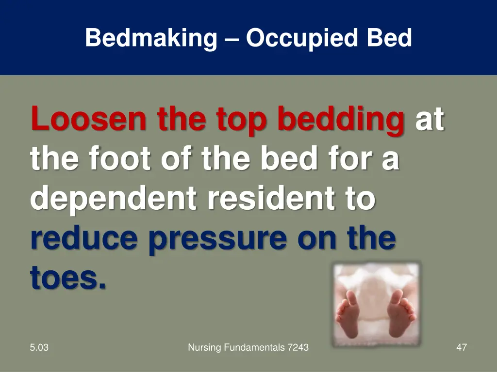 bedmaking occupied bed 1