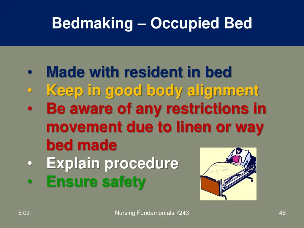 bedmaking occupied bed