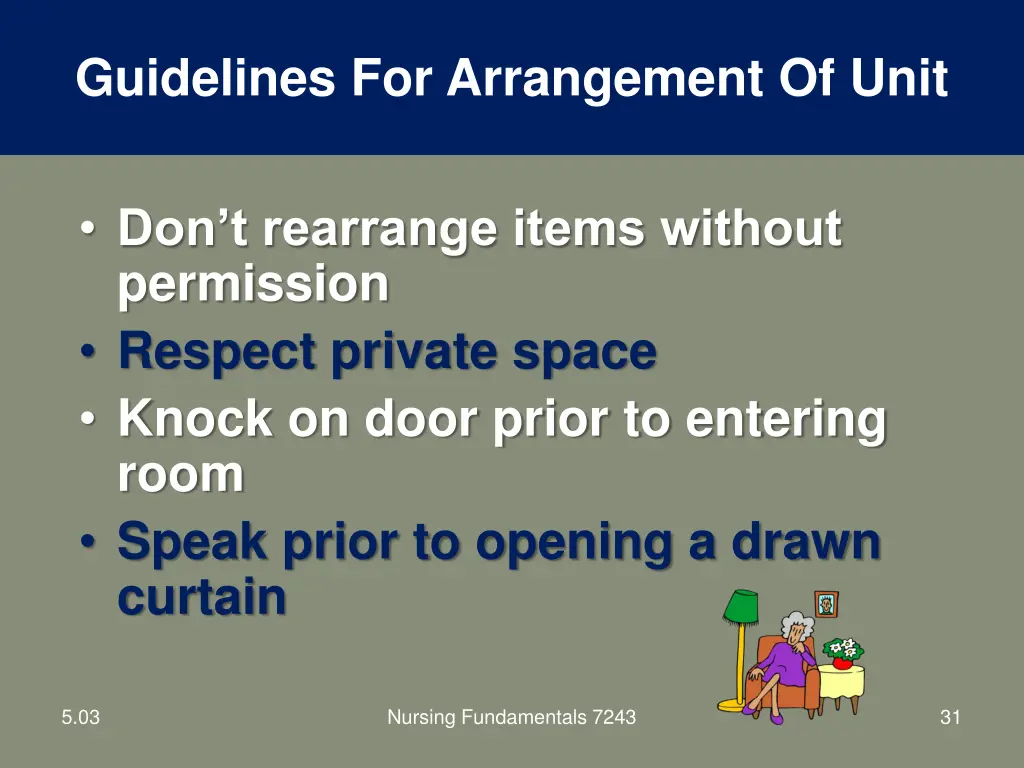 guidelines for arrangement of unit