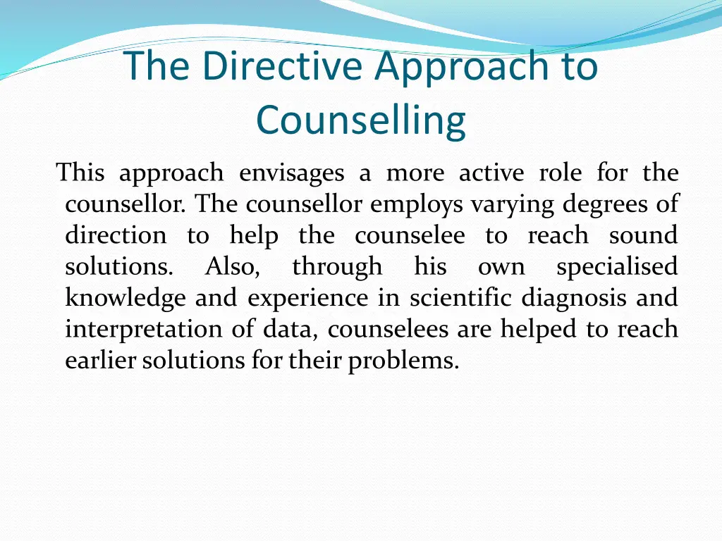 the directive approach to counselling