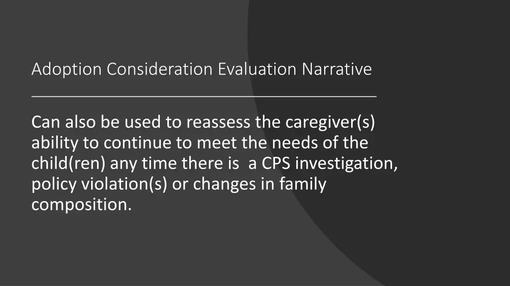 adoption consideration evaluation narrative