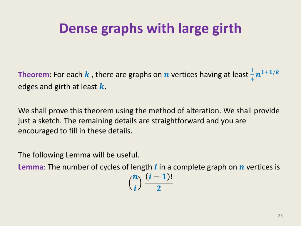 dense graphs with large girth 1