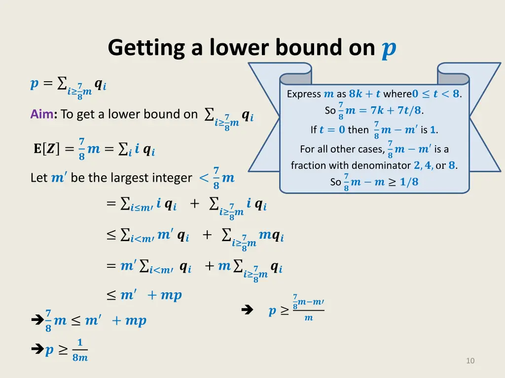 getting a lower bound on 1