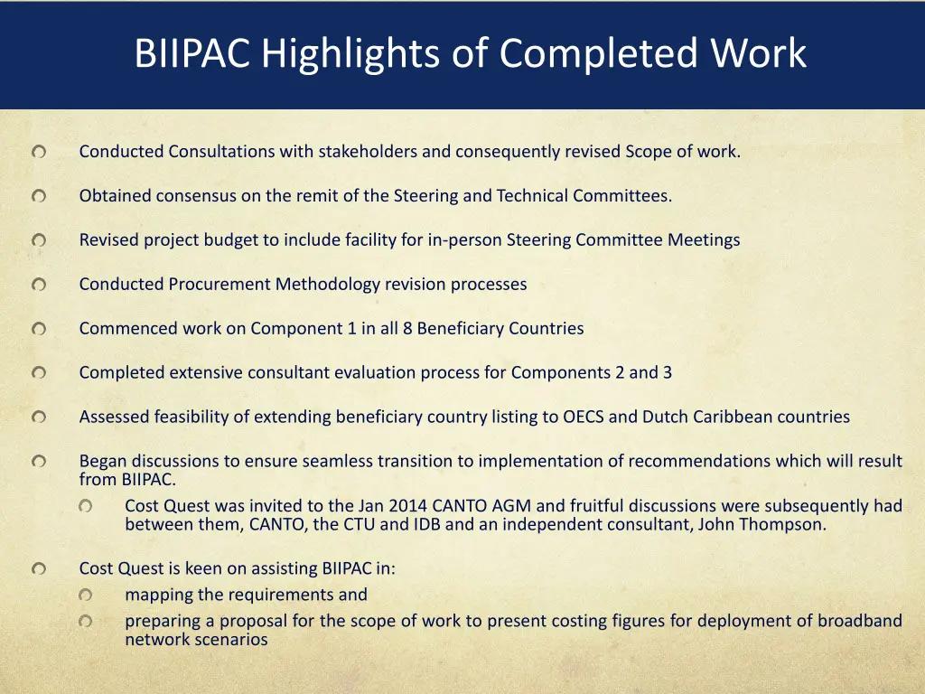 biipac highlights of completed work