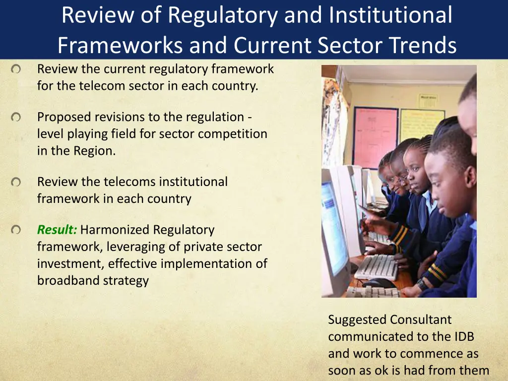 review of regulatory and institutional frameworks