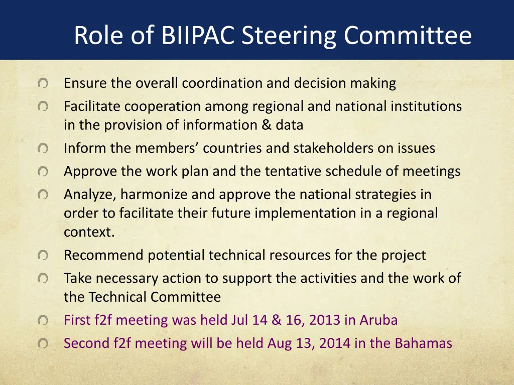 role of biipac steering committee