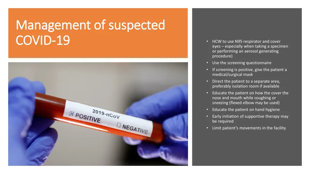 management of suspected management of suspected
