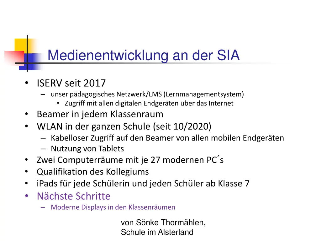 medienentwicklung an der sia