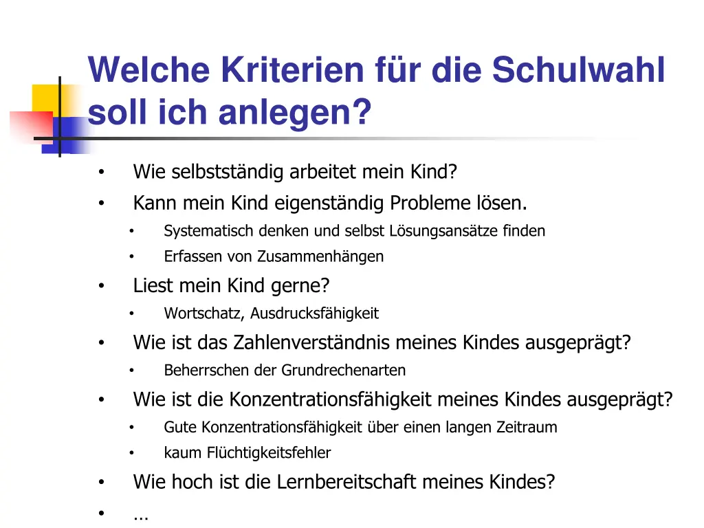 welche kriterien f r die schulwahl soll