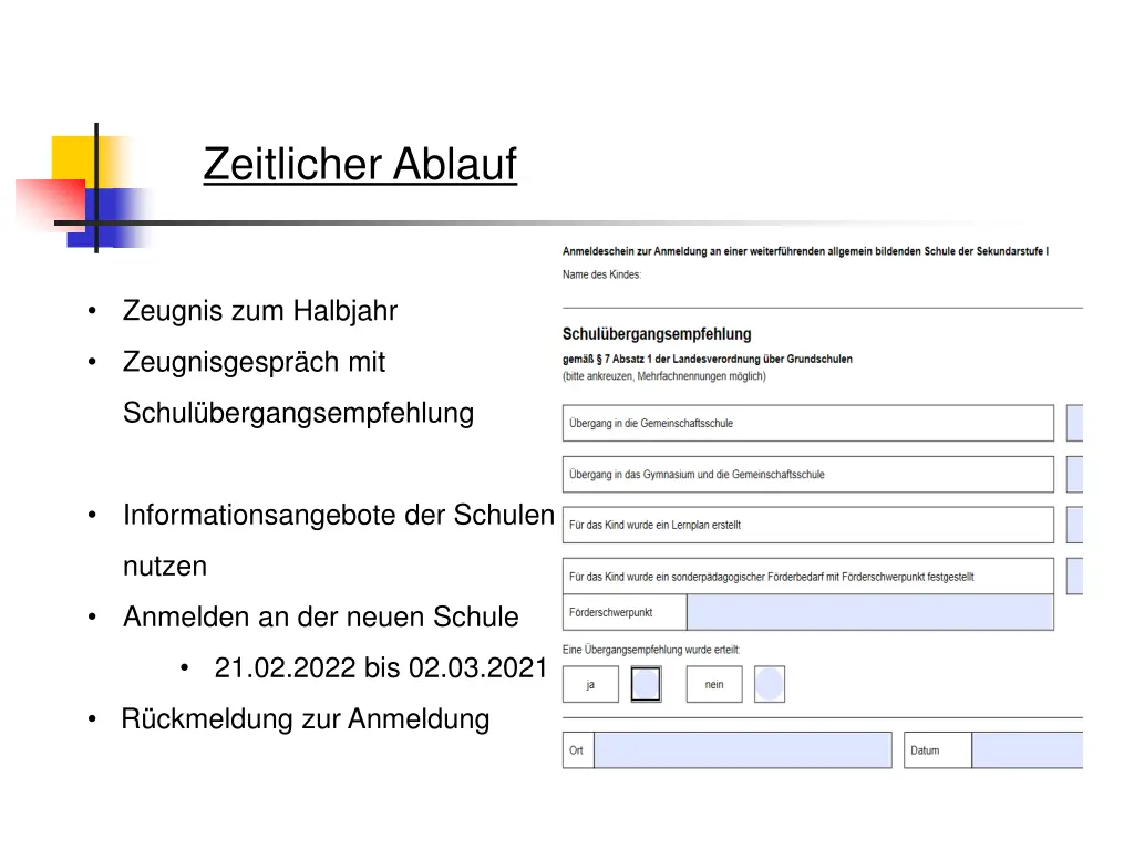zeitlicher ablauf