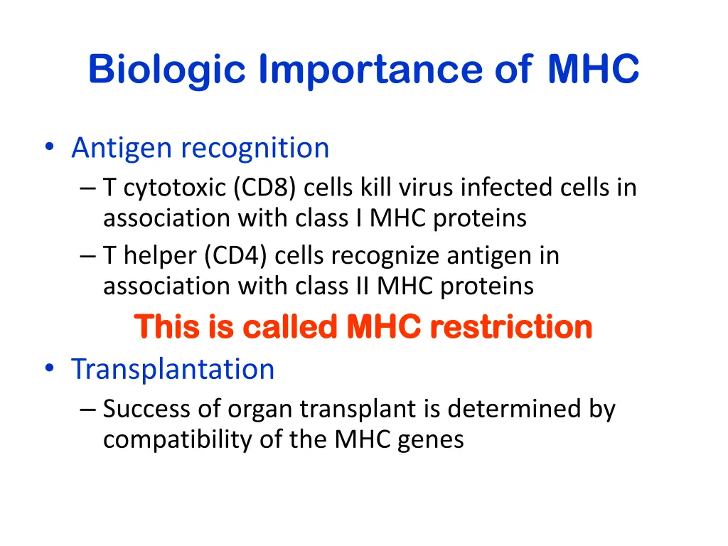 biologic importance of mhc