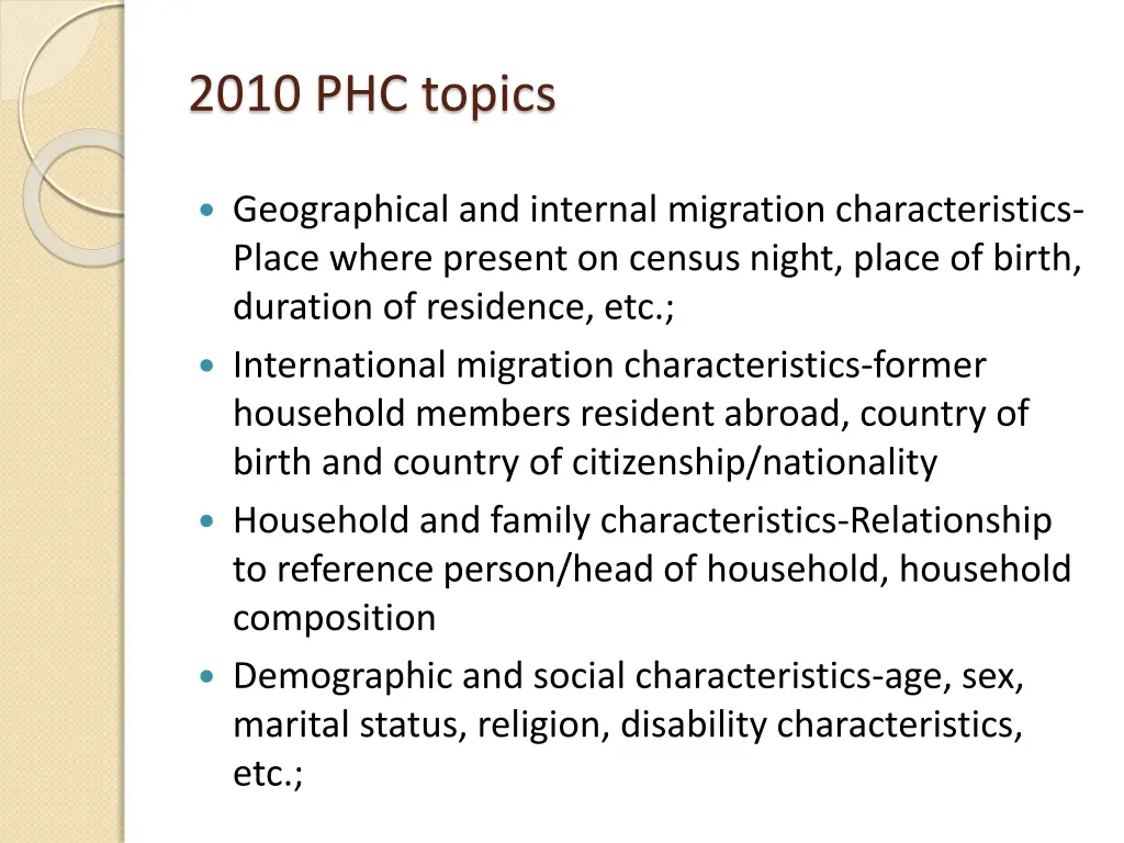 2010 phc topics