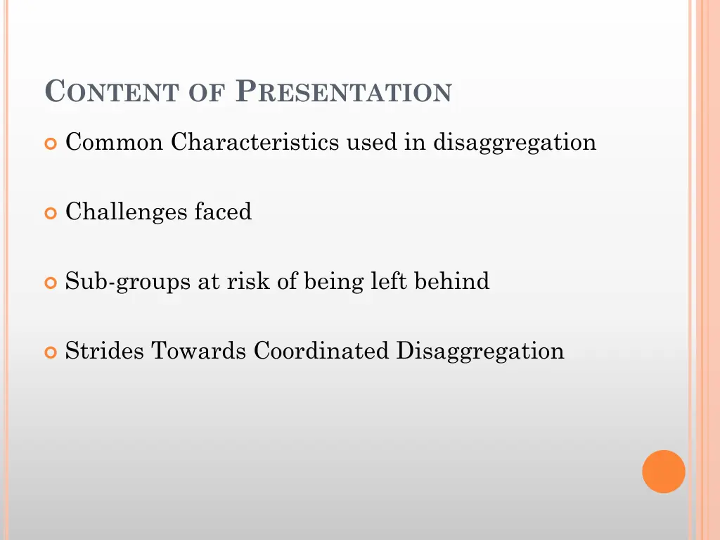 c ontent of p resentation