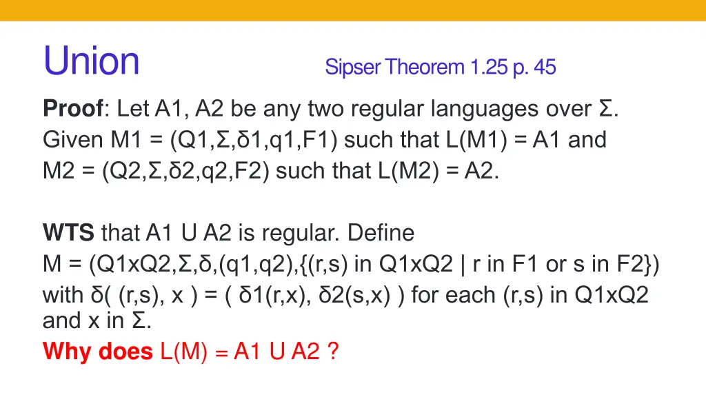 union proof let a1 a2 be any two regular