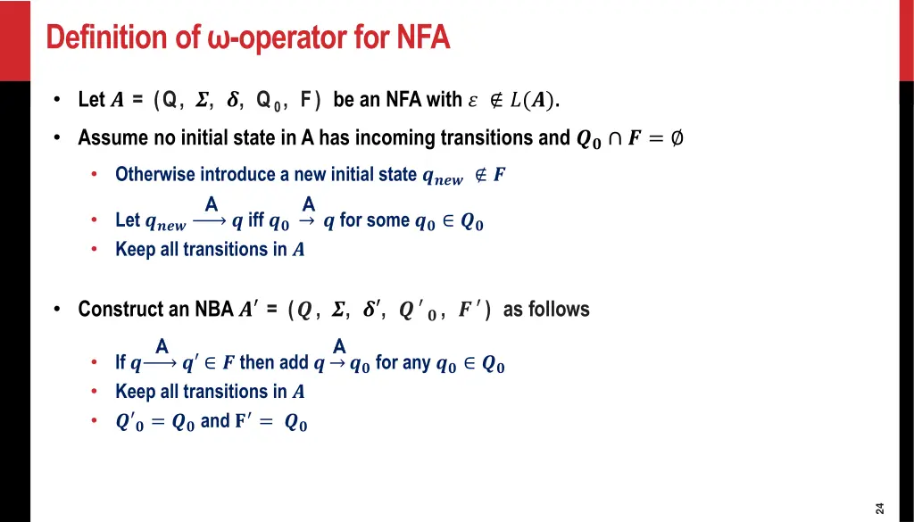 definition of operator for nfa