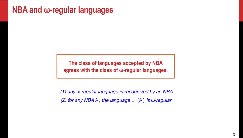 nba and regular languages