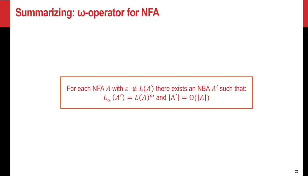 summarizing operator for nfa