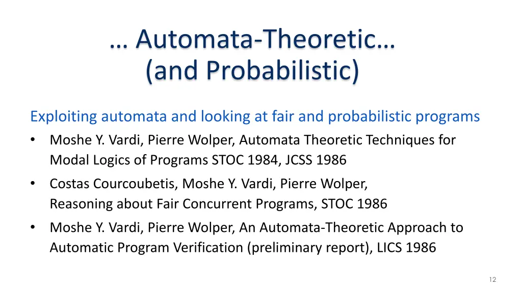 automata theoretic and probabilistic