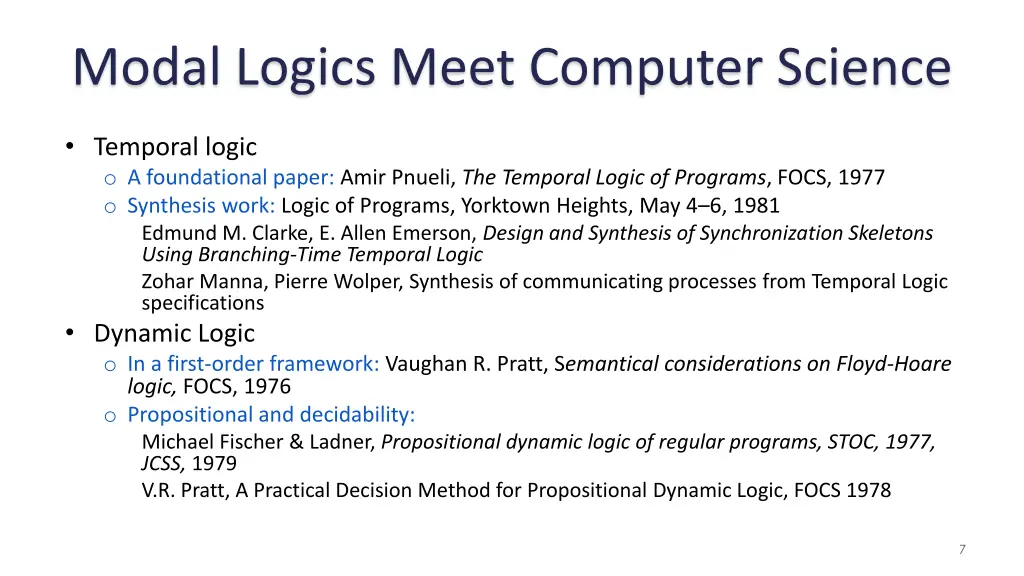 modal logics meet computer science