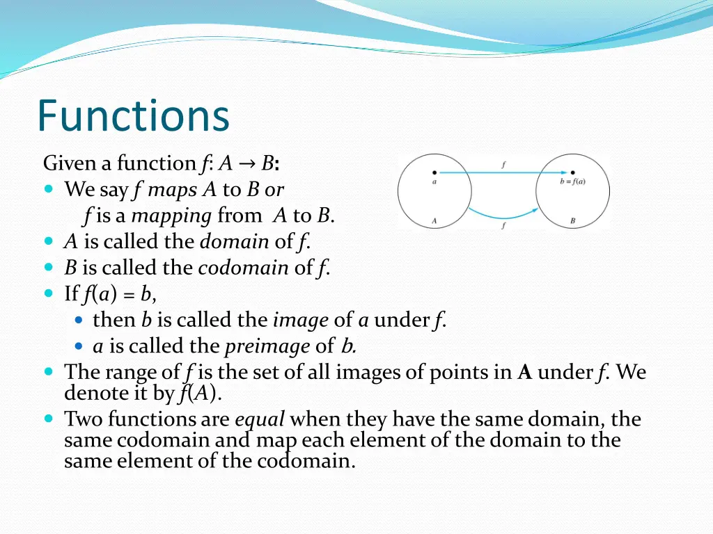 functions given a function f a b we say f maps