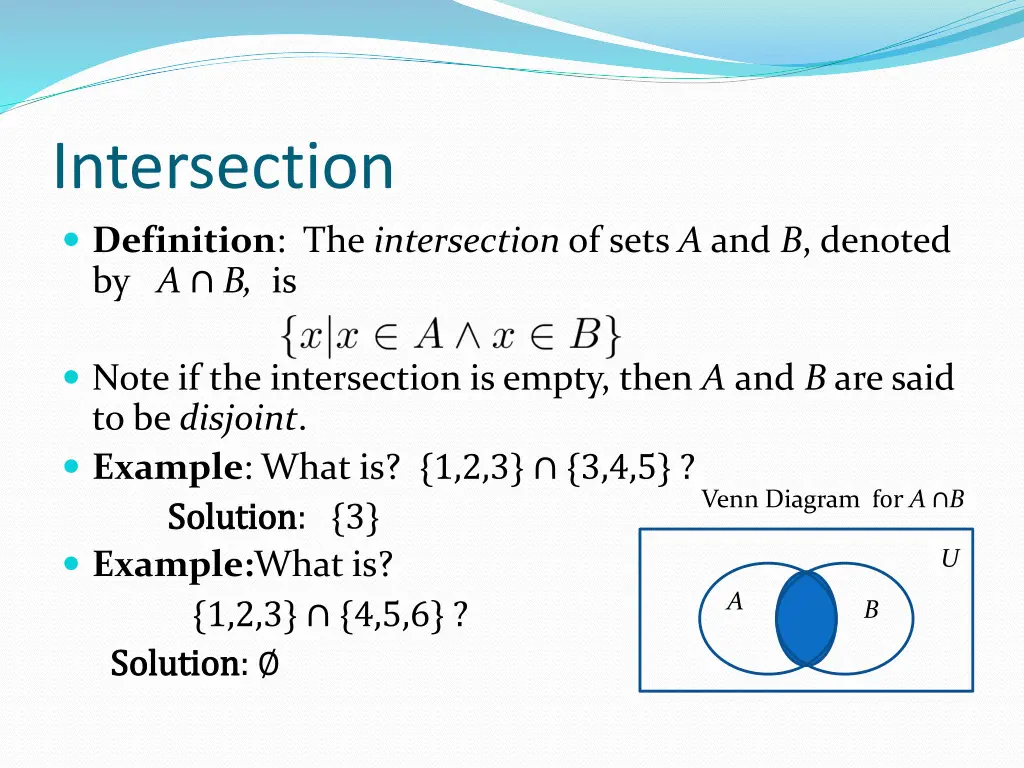 intersection definition the intersection of sets