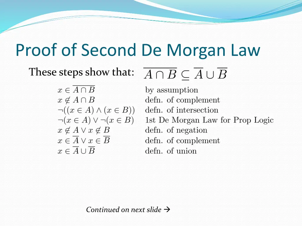proof of second de morgan law 1