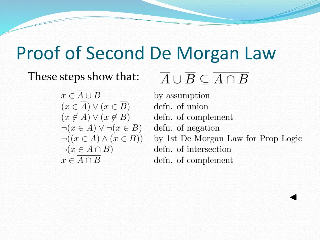 proof of second de morgan law 2
