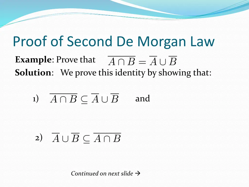 proof of second de morgan law