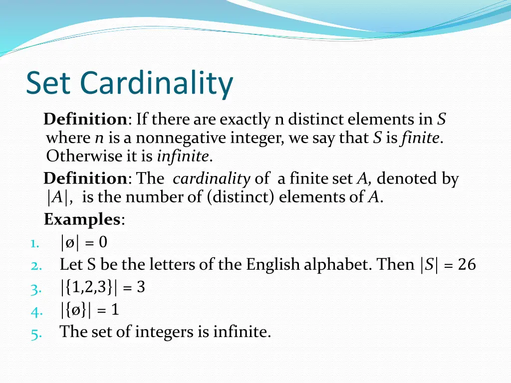 set cardinality