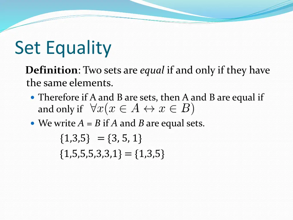 set equality