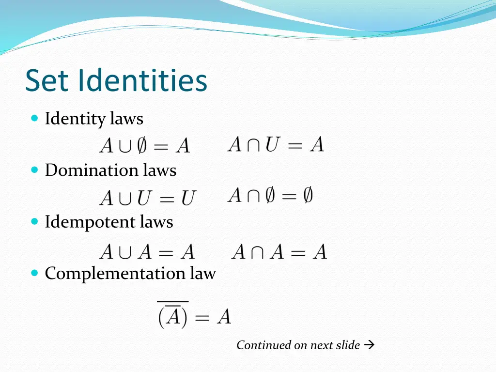 set identities