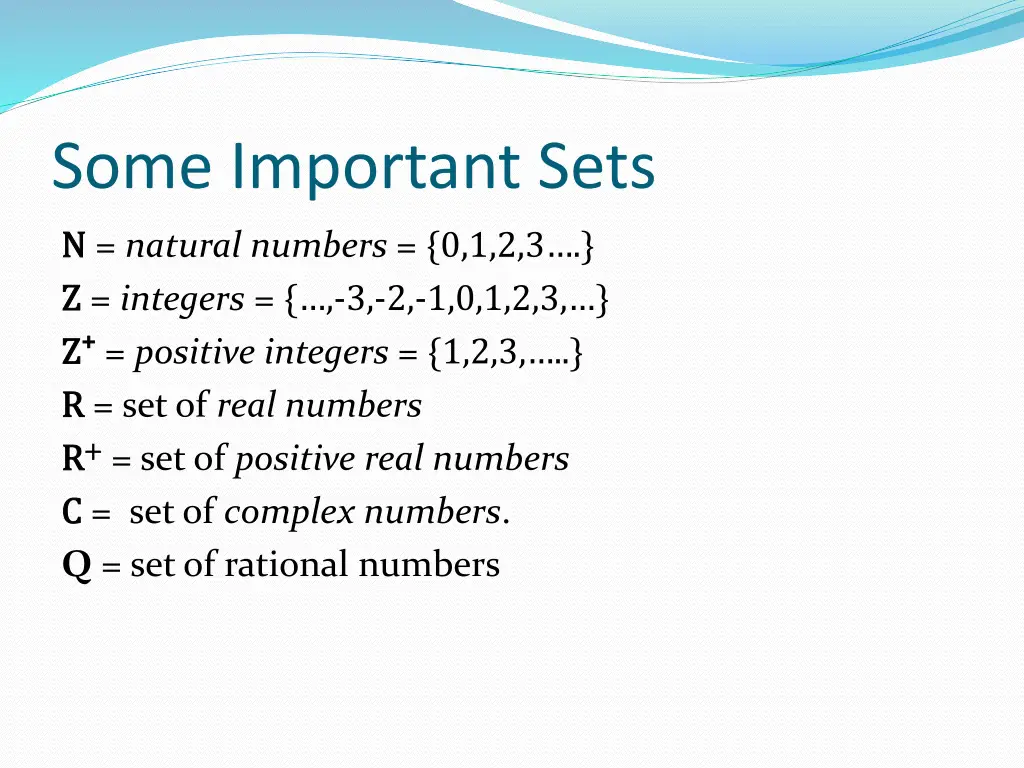 some important sets