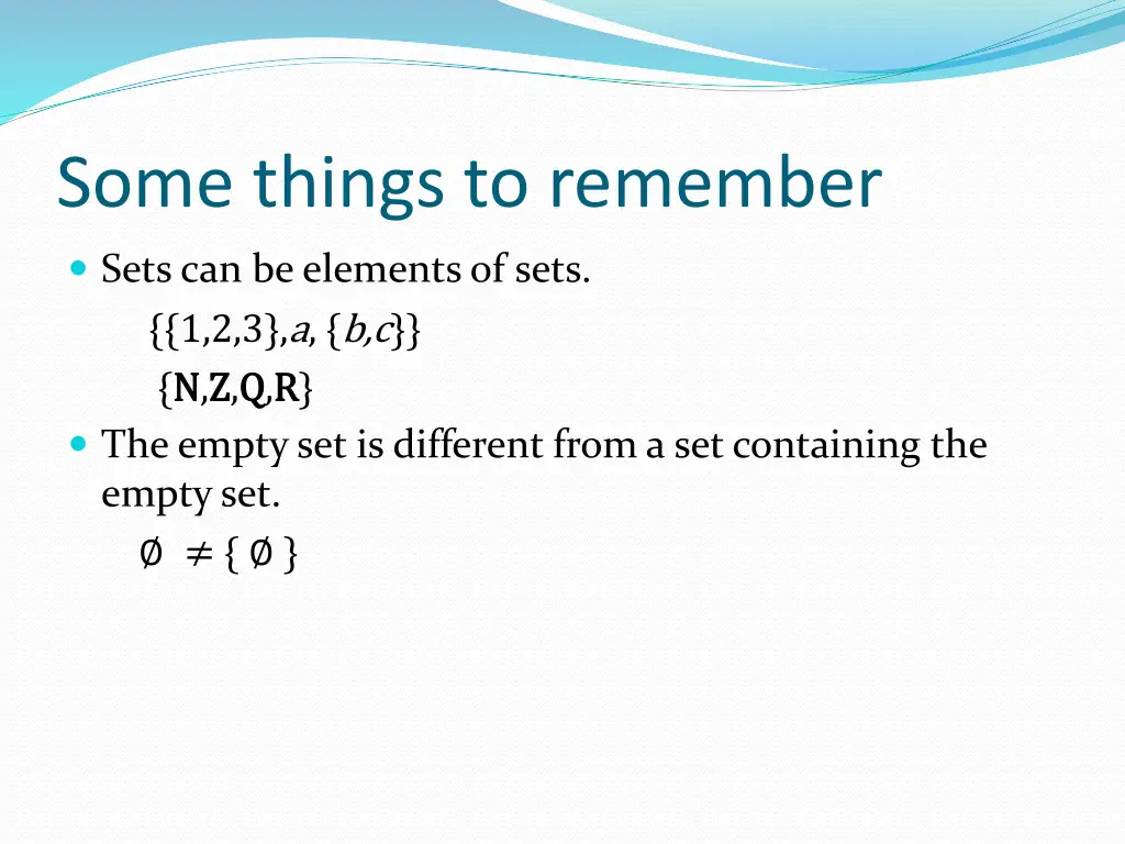 some things to remember
