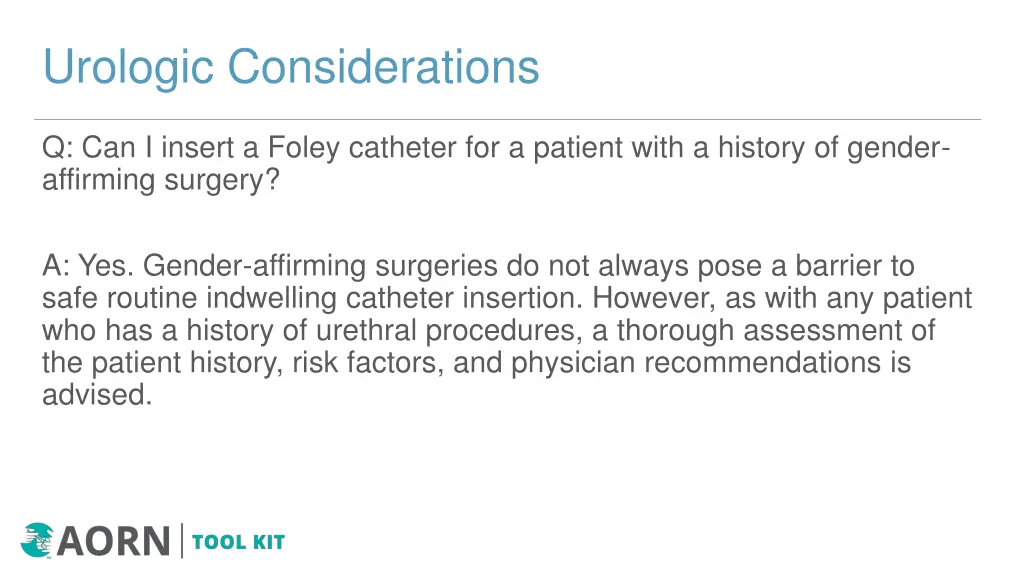 urologic considerations
