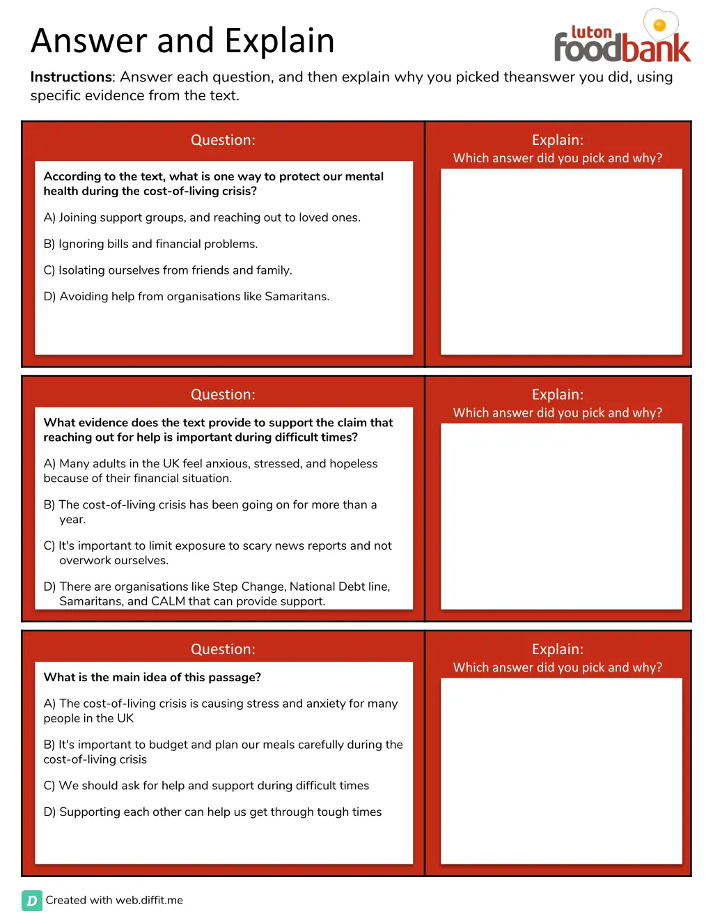 answer and explain instructions answer each 1