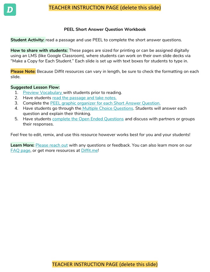 teacher instruction page delete this slide