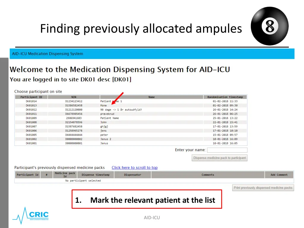 finding previously allocated ampules