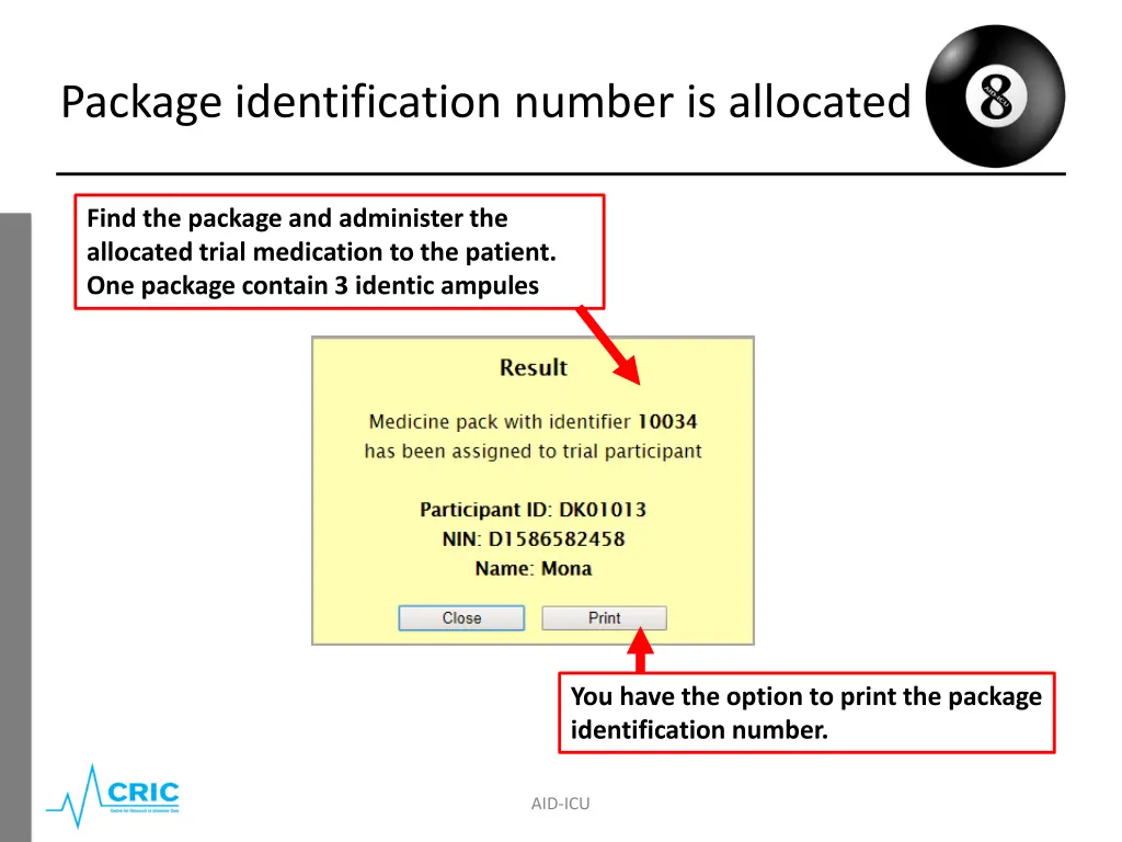 package identification number is allocated