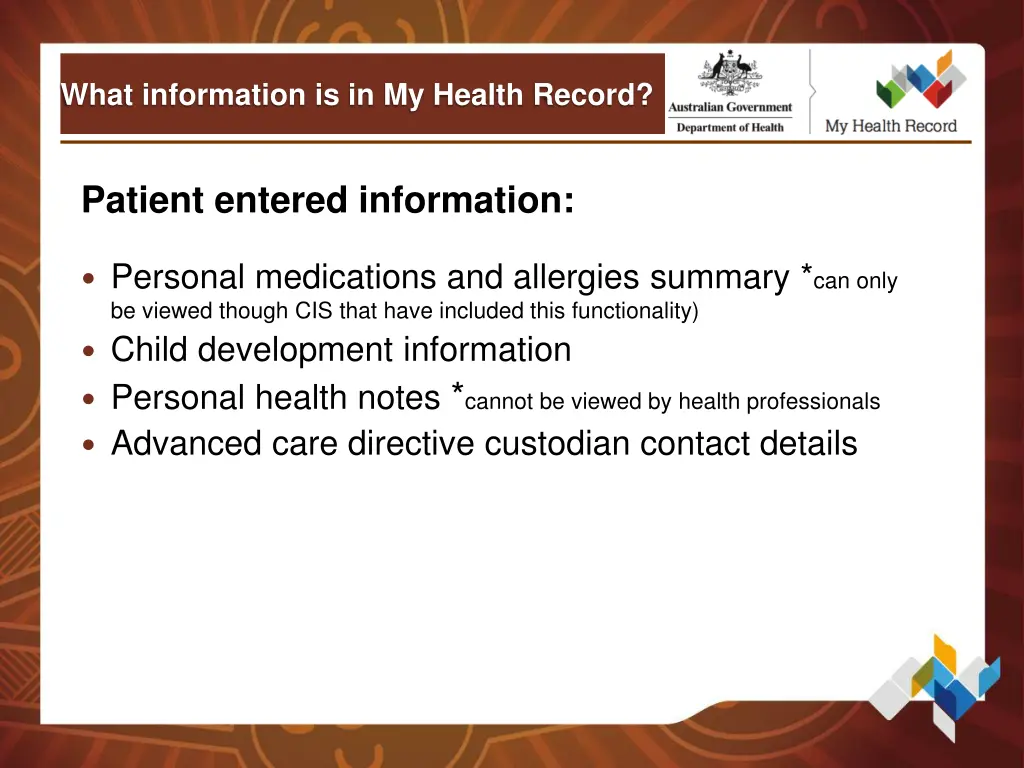 what information is in my health record 3