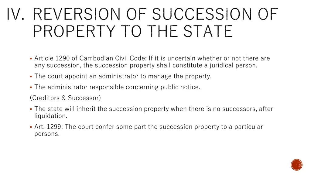reversion of succession of property to the state