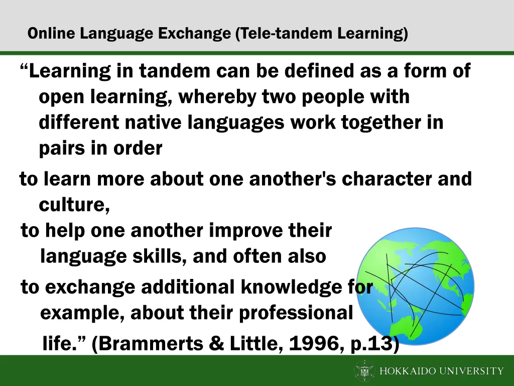 online language exchange tele tandem learning