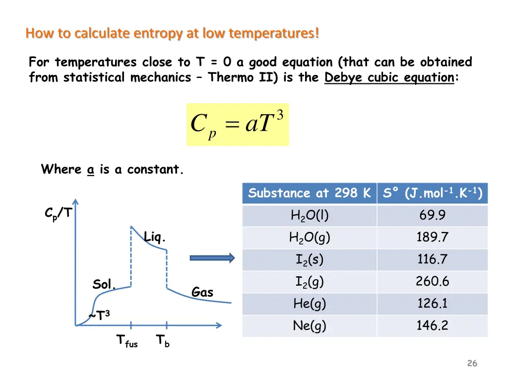 how to calculate entropy at low temperatures