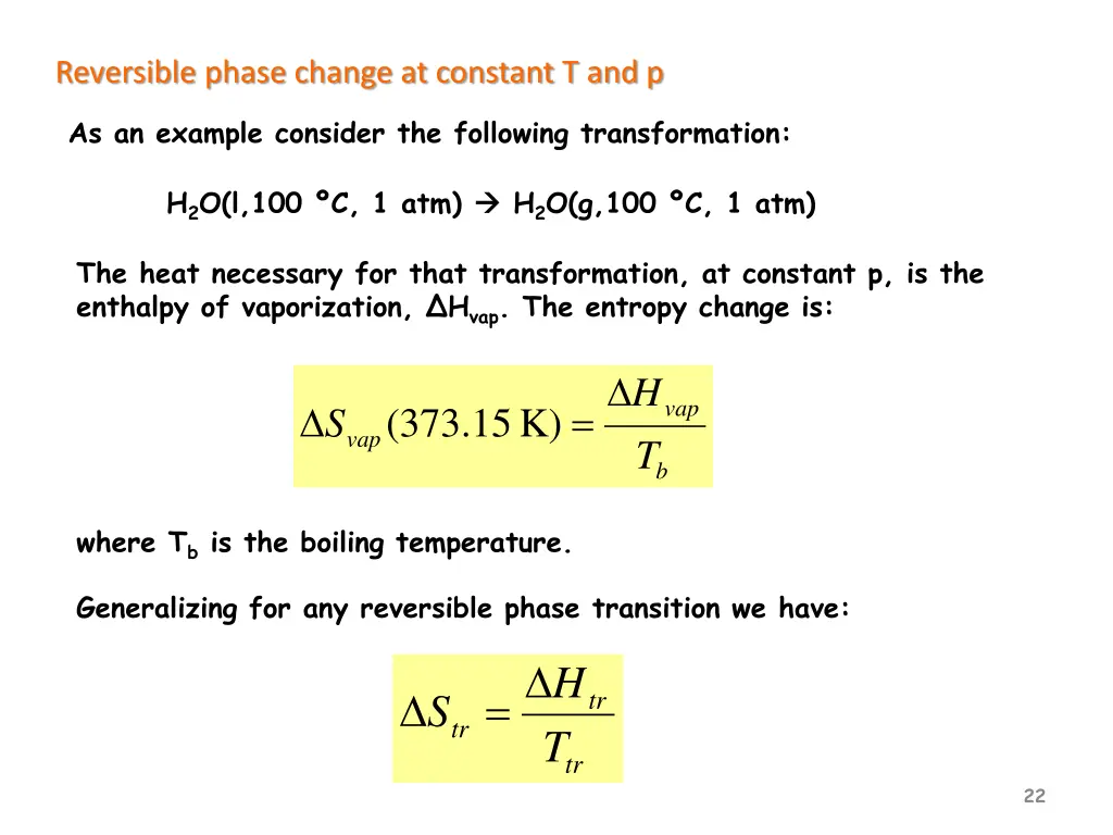 reversible phase change at constant t and p