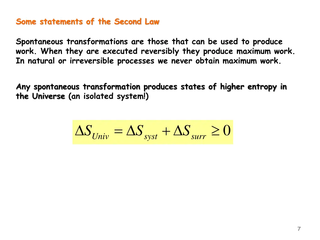 some statements of the second law