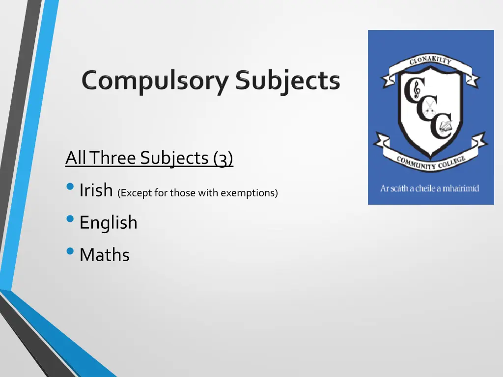 all three subjects 3 irish except for those with