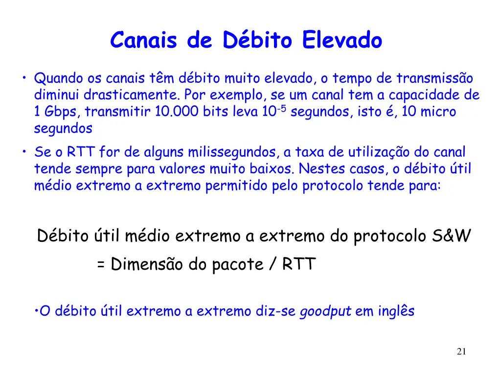canais de d bito elevado