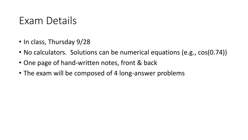 exam details