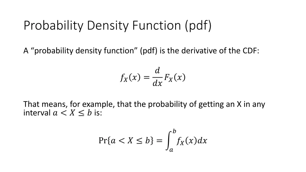 probability density function pdf