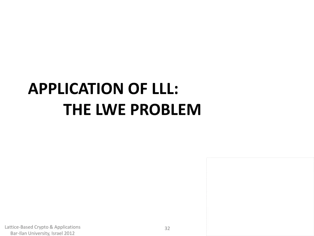 application of lll the lwe problem