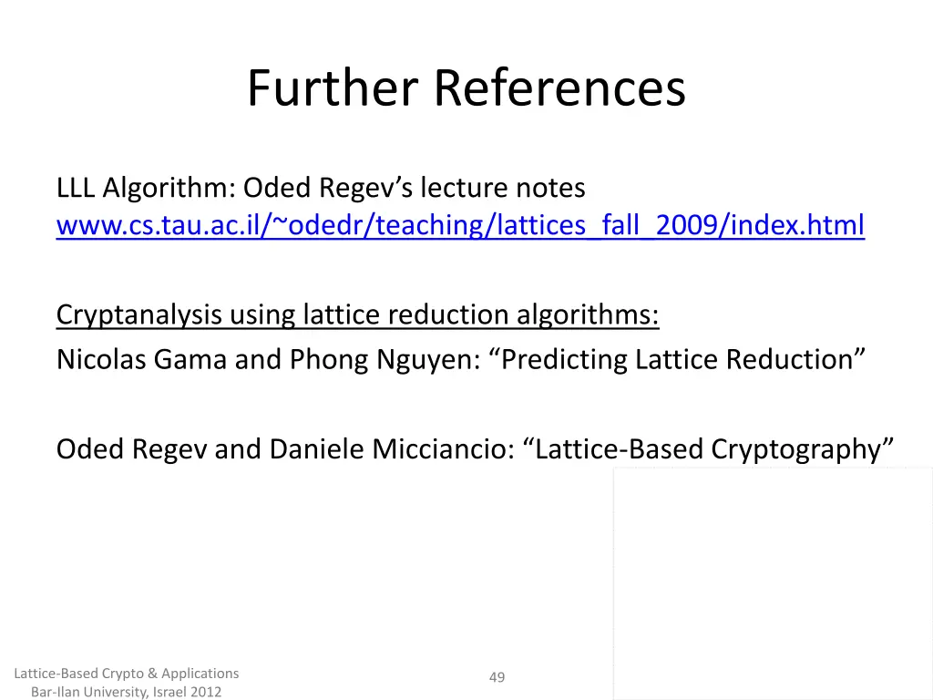 further references